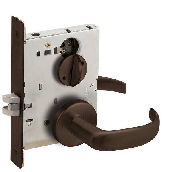 Schlage Grade 1 Bed Bathroom Privacy Mortise Lock, 17 Lever, B Rose, Dark Oxidized Satin Bronze Oil Rubbed F L9040 17B 613 - main